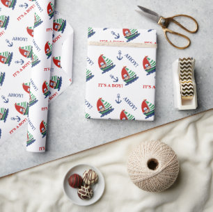 Monkey and Sailboat Wrapping Paper (Customised)