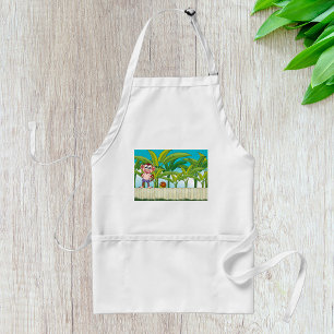 Monkey and Snail in Tropical Jungle Scene Standard Apron