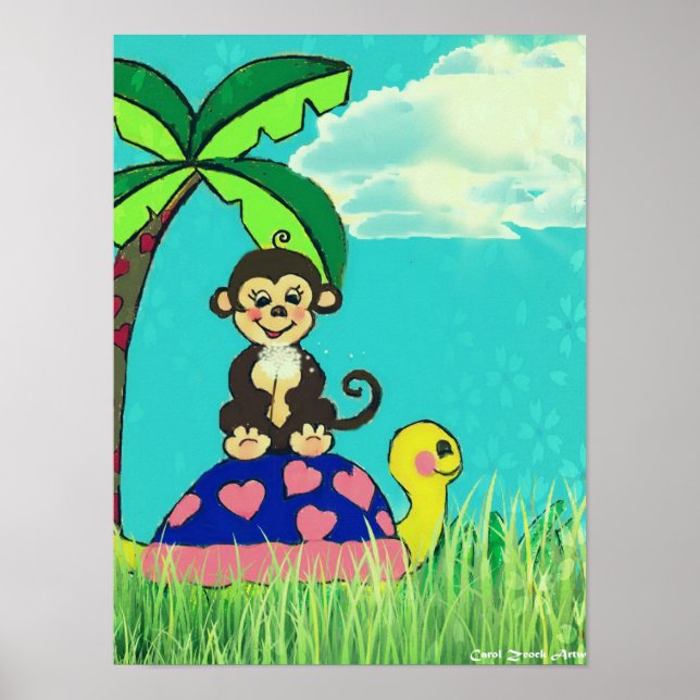 Monkey and Turtle Poster by Carol Zeock (Front)