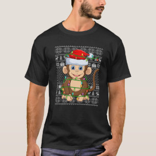 Monkey Animal Lover Santa Hat Ugly Monkey Christma T-Shirt