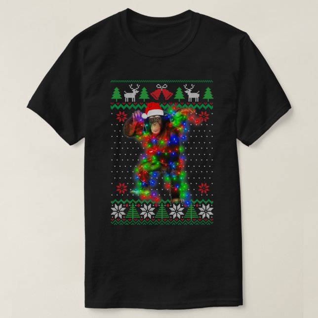 Monkey Animal Ugly Sweater Christmas Puppy Animal  (Design Front)