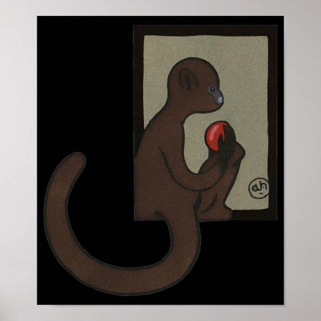 Monkey - Antiquarian, Colourful Book Illustration Poster (Front)