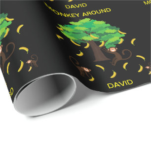 "Monkey Around" Monkeys Going Bananas   Wrapping P Wrapping Paper