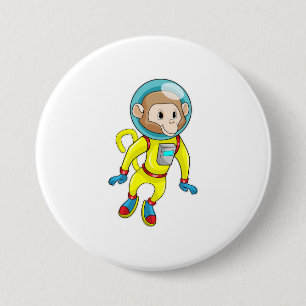 Monkey as Astronaut 7.5 Cm Round Badge