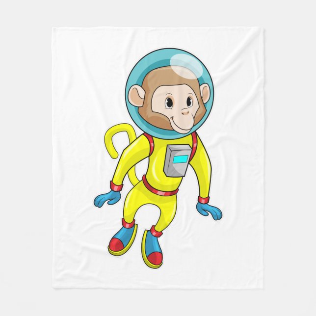 Monkey as Astronaut Fleece Blanket (Front)