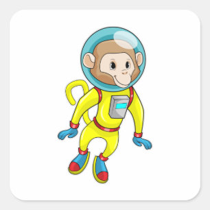 Monkey as Astronaut Square Sticker