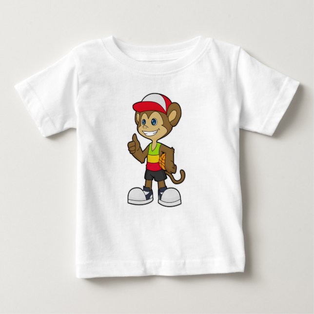 Monkey as Basketball player with Basketball Baby T-Shirt (Front)