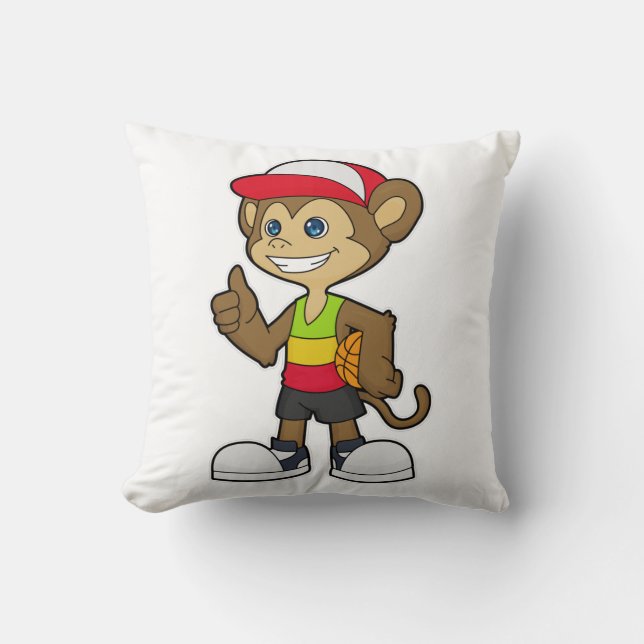 Monkey as Basketball player with Basketball Cushion (Front)