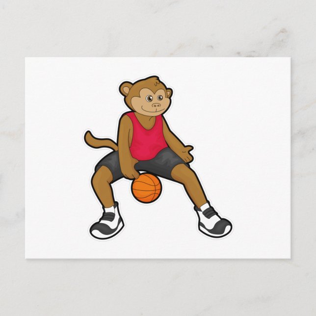 Monkey as Basketball player with Basketball Postcard (Front)