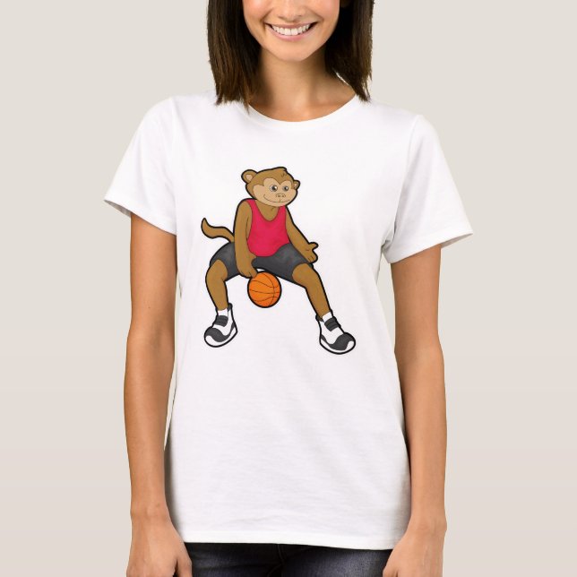 Monkey as Basketball player with Basketball T-Shirt (Front)
