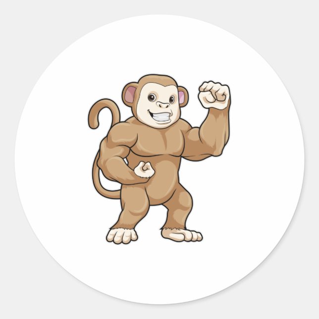 Monkey as Bodybuilder at Bodybuilding Classic Round Sticker (Front)