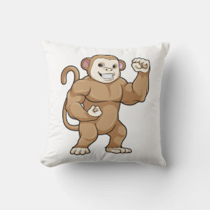 Monkey as Bodybuilder at Bodybuilding Cushion