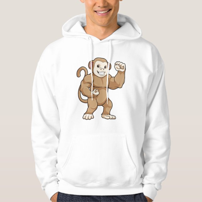 Monkey as Bodybuilder at Bodybuilding Hoodie (Front)