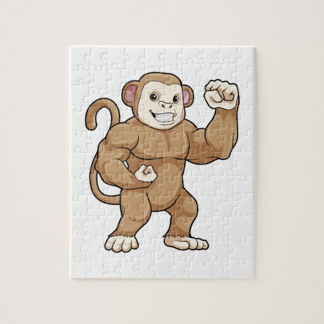 Monkey as Bodybuilder at Bodybuilding Jigsaw Puzzle (Vertical)
