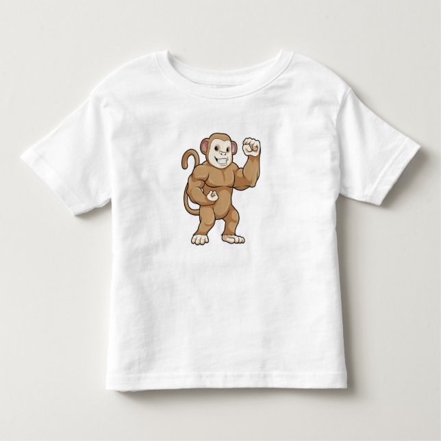 Monkey as Bodybuilder at Bodybuilding Toddler T-Shirt (Front)