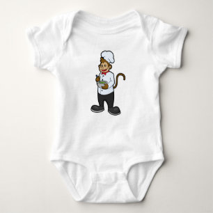 Monkey as Cook with Bowl Baby Bodysuit