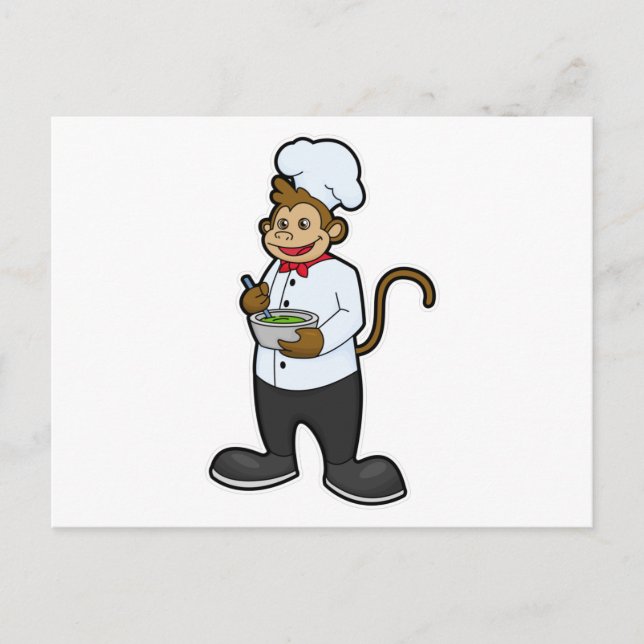 Monkey as Cook with Bowl Postcard (Front)