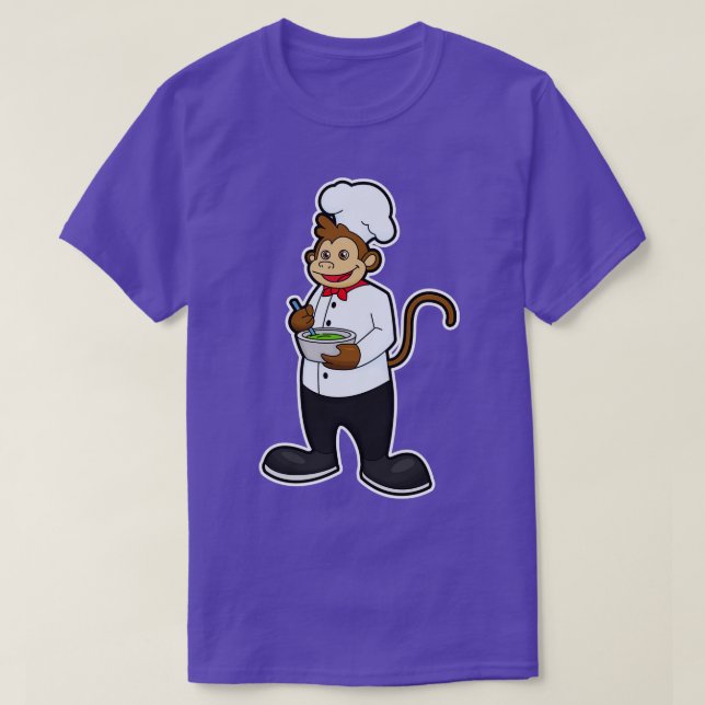 Monkey as Cook with Bowl T-Shirt (Design Front)