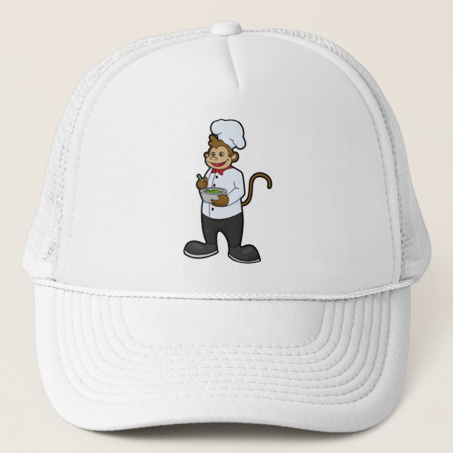 Monkey as Cook with Bowl Trucker Hat (Front)