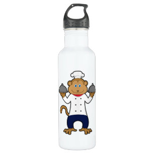 Monkey as Cook with Serving plates 710 Ml Water Bottle