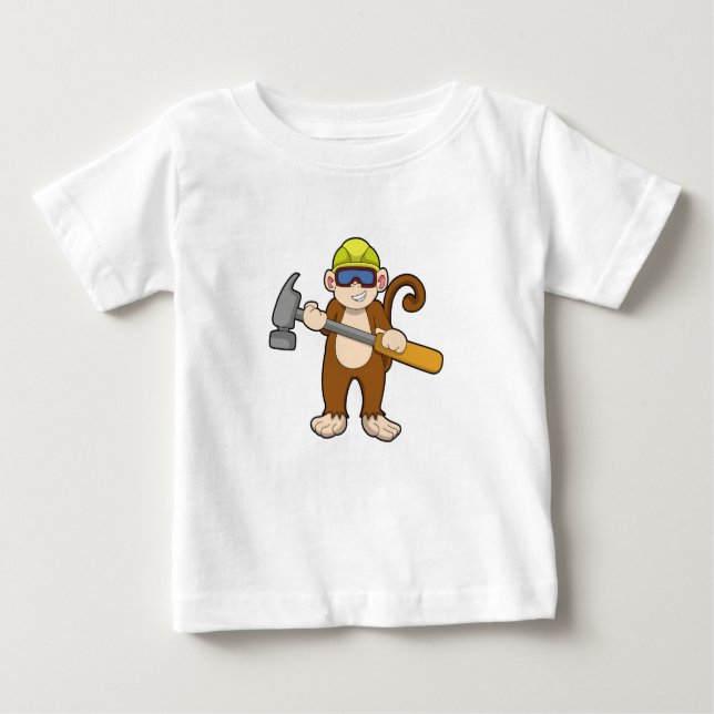 Monkey as Craftsman with Hammer Baby T-Shirt (Front)
