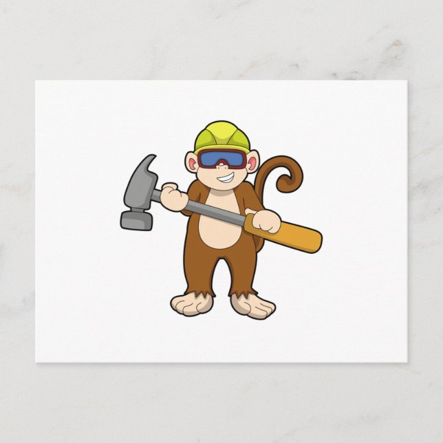 Monkey as Craftsman with Hammer Postcard (Front)