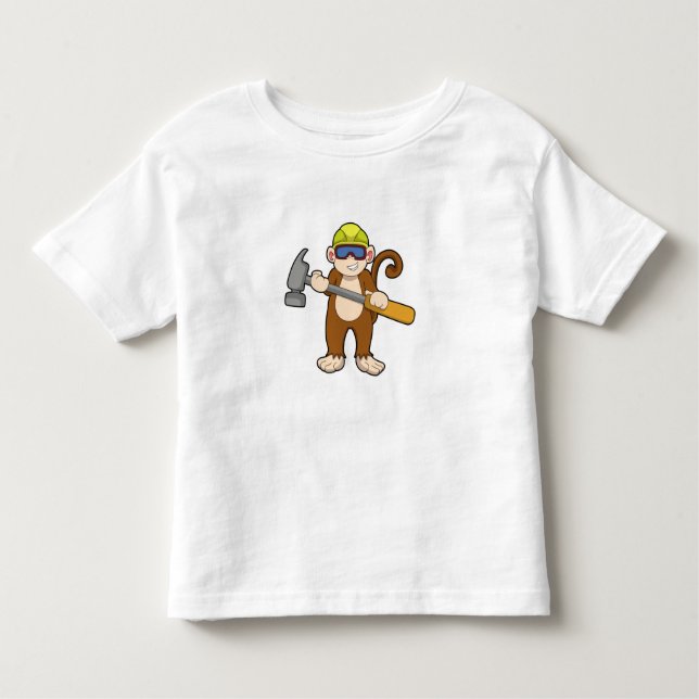 Monkey as Craftsman with Hammer Toddler T-Shirt (Front)