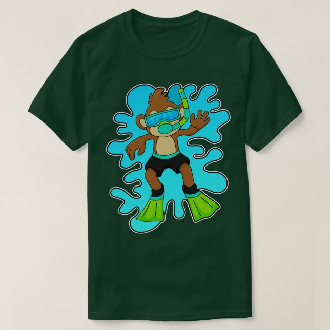 Monkey as Diver with Snorkel T-Shirt (Design Front)