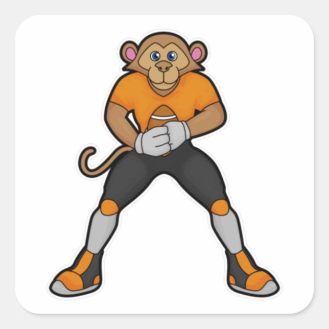 Monkey as Football player with Football Square Sticker (Front)