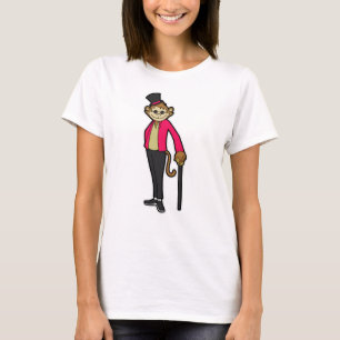 Monkey as Gentleman with Hat & Walking stick T-Shirt