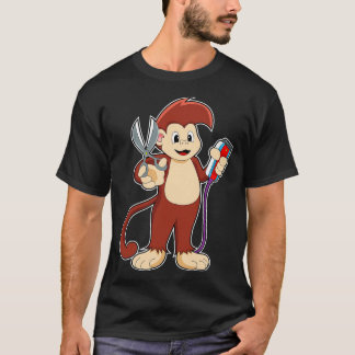 Monkey as Hairdresser with Scissors Razor T-Shirt
