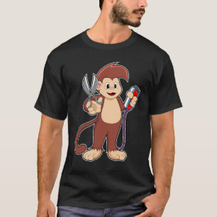 Monkey as Hairdresser with Scissors & Razor T-Shirt