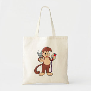 Monkey as Hairdresser with Scissors & Razor Tote Bag