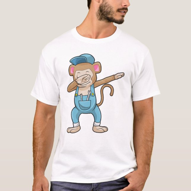 Monkey as Mechanic at Hip Hop Dance Dab T-Shirt (Front)