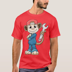 Monkey as Mechanic with Tools and Helmet T-Shirt