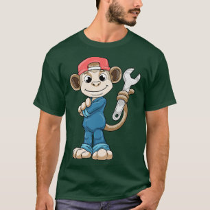 Monkey as Mechanic with Tools and Helmet T-Shirt