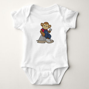 Monkey as Mechanic with Wrench Baby Bodysuit