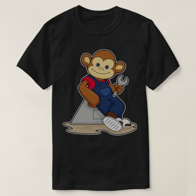 Monkey as Mechanic with Wrench T-Shirt (Design Front)