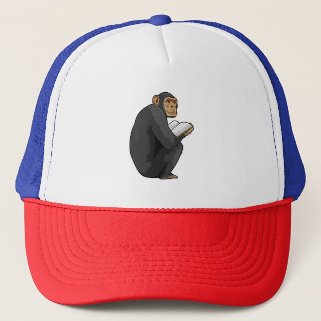 Monkey as Nerd with Book Trucker Hat (Front)