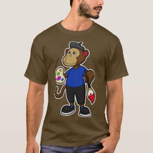 Monkey as Painter with Paint Brush T-Shirt