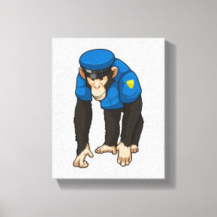 Monkey as Police officer with Uniform Canvas Print