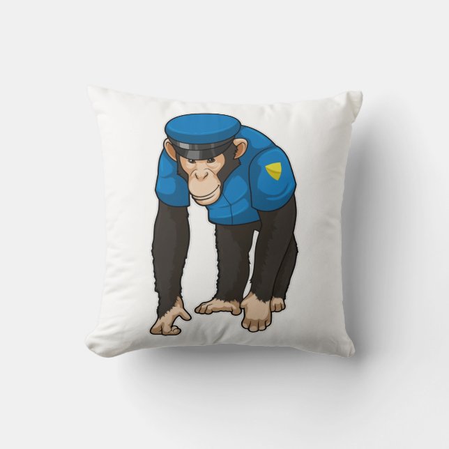Monkey as Police officer with Uniform Cushion (Front)
