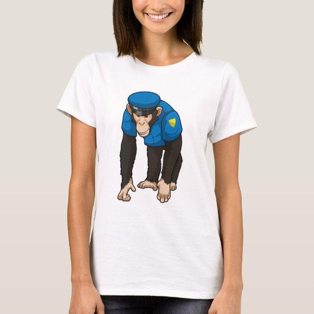 Monkey as Police officer with Uniform T-Shirt (Front)
