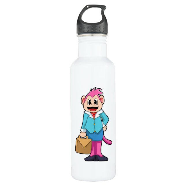 Monkey as Secretary with Bag 710 Ml Water Bottle (Front)