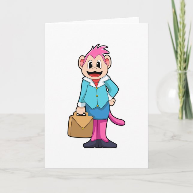Monkey as Secretary with Bag Card (Front)
