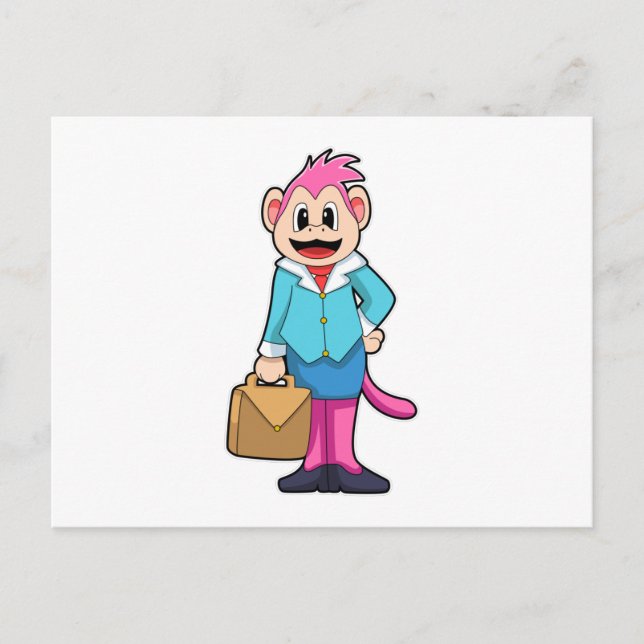Monkey as Secretary with Bag Postcard (Front)