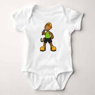 Monkey as Singer with Microphone & Headphone Baby Bodysuit