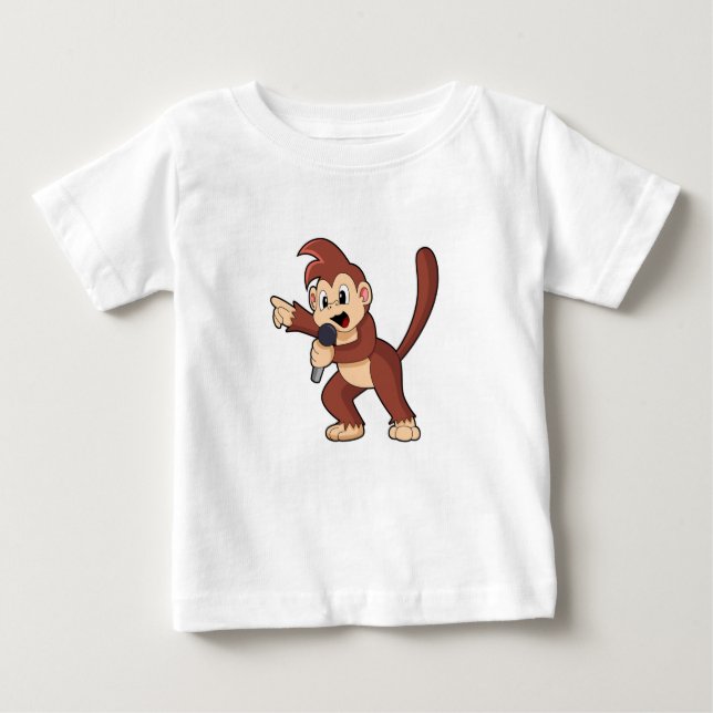 Monkey as Singer with Microphone.PNG Baby T-Shirt (Front)