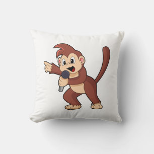 Monkey as Singer with Microphone.PNG Cushion