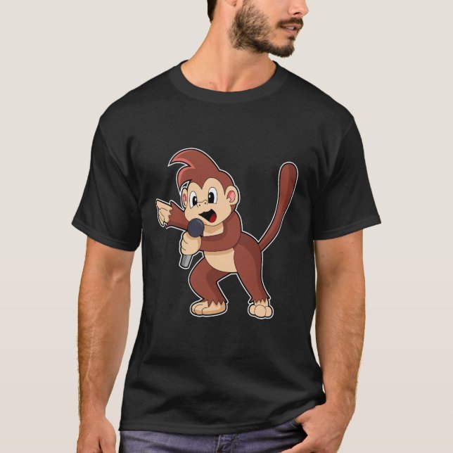 Monkey as Singer with Microphone.PNG T-Shirt (Front)